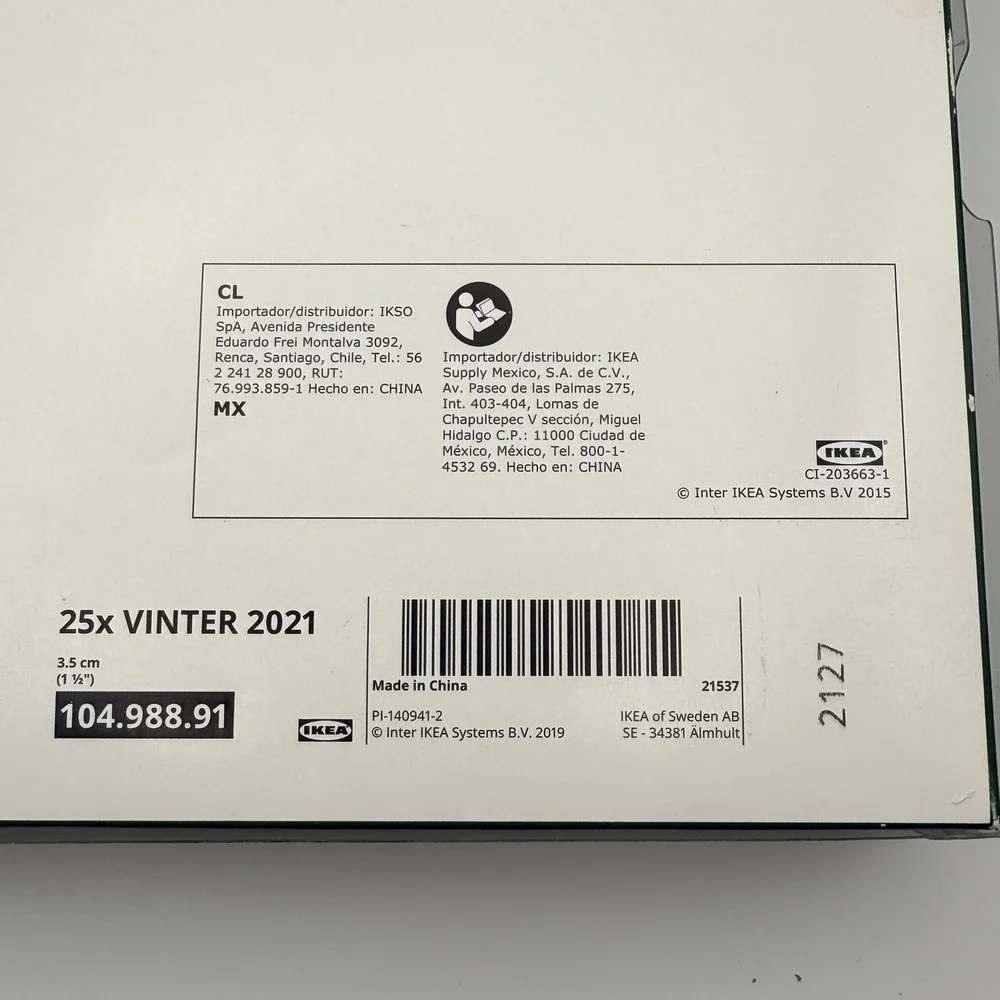 IKEA Vinter 2021 Blue White Silver Glass Christmas Ornaments Set of 20